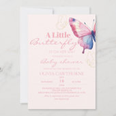 Watercolor Vlindervlind Baby Meisje Shower Kaart (Voorkant)