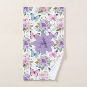 Watercolor Vlinderweide & Bloem Monogram Bad Handdoek (Handdoek)