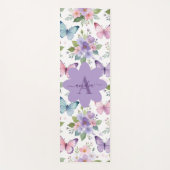 Watercolor Vlinderweide & Bloem Monogram Yogamat (Voorkant)