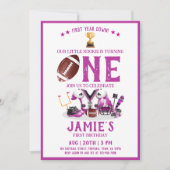 Watercolor Voetbal All Star Roze 1e Verjaardag Kaart (Voorkant)