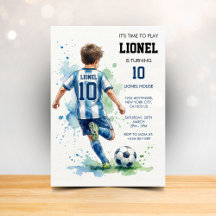 Watercolor Voetbal Jongens Verjaardagsfeest Uitnod