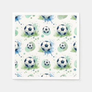 Watercolor Voetbal Jongens Verjaardagsfeestje Servet