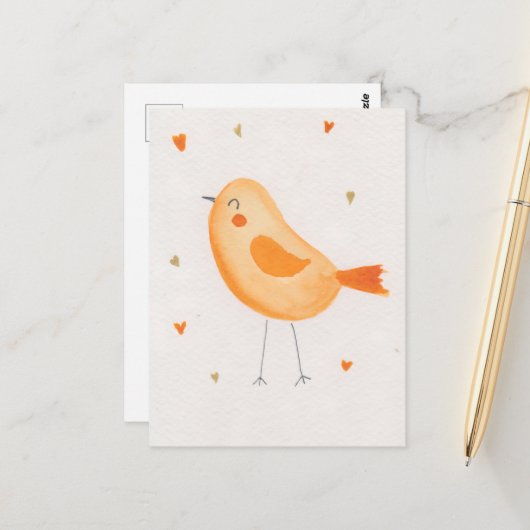 Watercolor Vogel Briefkaart (Voorkant / Achterkant in situ)