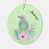 Watercolor vogel en bloem keramisch ornament (Links)