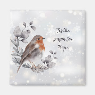 Watercolor vogel en sneeuw aangepaste feestdagen magneet