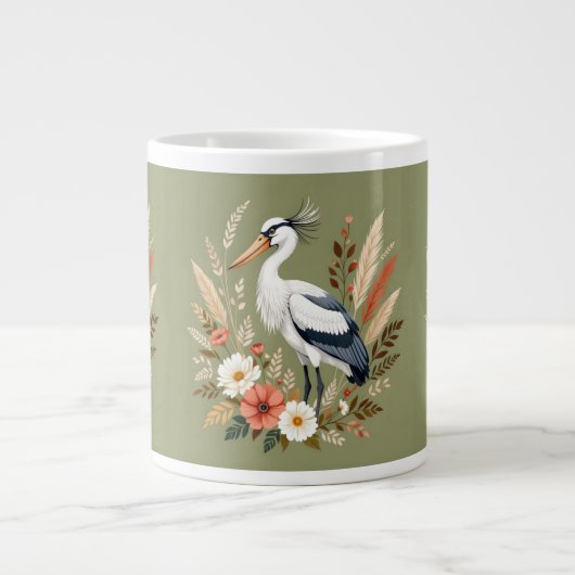 Watercolor vogel grote koffiekop (Voorkant)