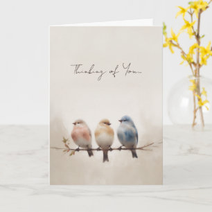 Watercolor Vogels op Tak Denk Aan Jou Kaart