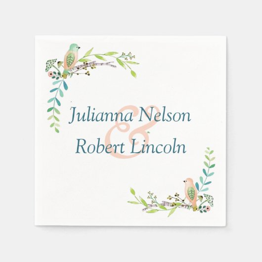 Watercolor vogels servetten (Voorkant)