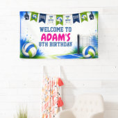 Watercolor Volleybal Verjaardagsfeest Banner (Insitu)