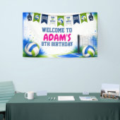 Watercolor Volleybal Verjaardagsfeest Banner (Beurs)