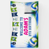 Watercolor Volleybal Verjaardagsfeest Banner (Verticaal)