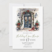 Watercolor Voordeur Kerst Open Huis Kaart (Voorkant)