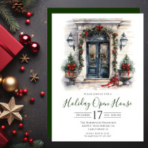 Watercolor Voordeur Kerst Open Huis