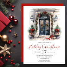 Watercolor Voordeur Kerst Open Huis
