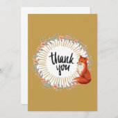 Watercolor Vos Bloemenkrans Bedankkaart (Voorkant / Achterkant)