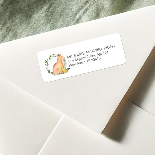 Watercolor Vos Kerst Terug Adres Labels