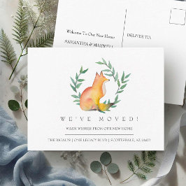 Watercolor Vos Nieuw Huis Verhuisbericht Briefkaart