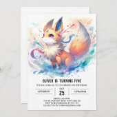 Watercolor Vos Verjaardag Kaart (Voorkant / Achterkant)