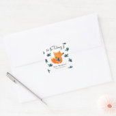 Watercolor vos - voor de bibliotheek van vierkante sticker (Envelop)