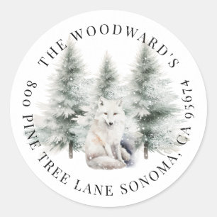 Watercolor Vos Winter Vakantie Ronde Sticker
