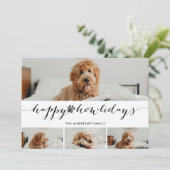 Watercolor vrolijke Hoe-liedjes 4 foto huisdier co Feestdagenkaart (Staand voorkant)