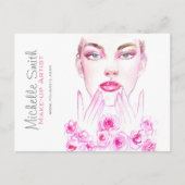 Watercolor vrouw en rozen schoonheidssalon brandin briefkaart (Voorkant)