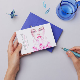 Watercolor vrouw en rozen schoonheidssalon brandin briefkaart