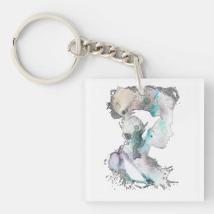 Watercolor Vrouw Sleutelhanger