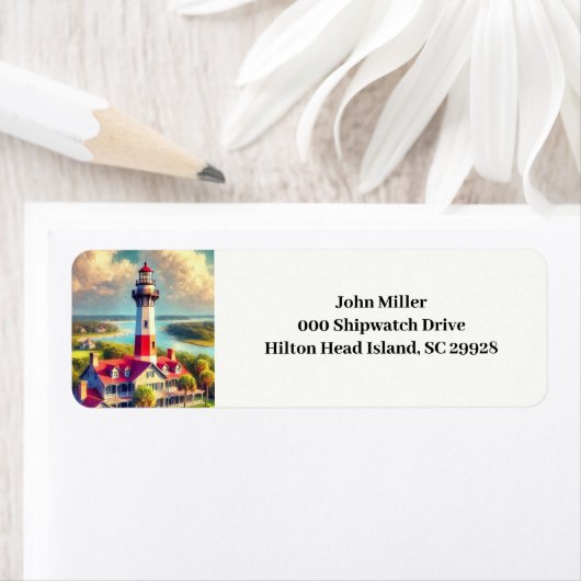 Watercolor Vuurtoren Retouradres Label (Insitu)