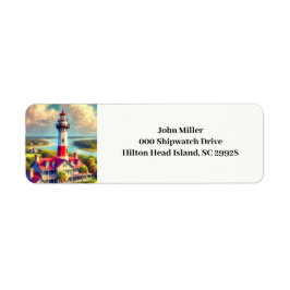 Watercolor Vuurtoren Retouradres Label