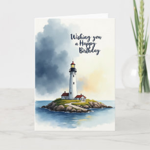 Watercolor Vuurtoren Verjaardagskaart Kaart