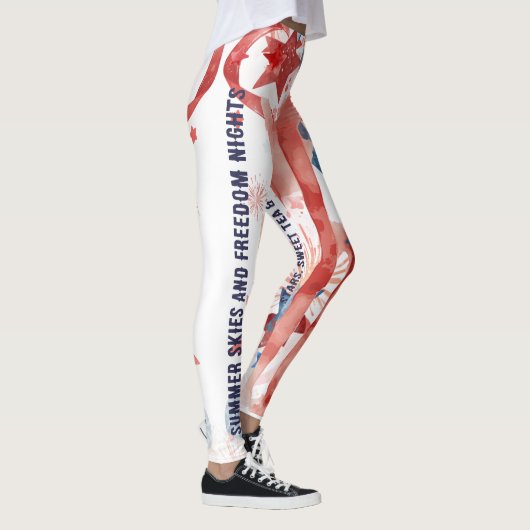 Watercolor Vuurwerk 4 juli Leggings (Rechts)