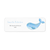 Watercolor walvis babyshower etiket (Voorkant)