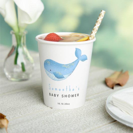 Watercolor walvis babyshower papieren bekers (Insitu)