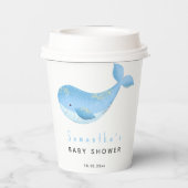 Watercolor walvis babyshower papieren bekers (Achterkant)