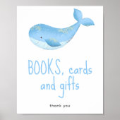 Watercolor walvis - Boeken kaarten en cadeaus Poster (Voorkant)