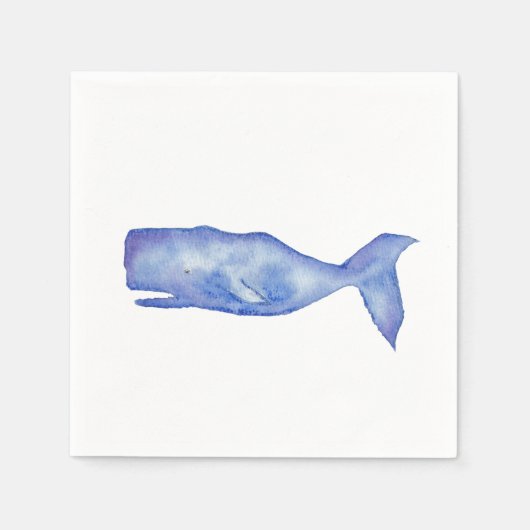 Watercolor walvis cocktail servetten (Voorkant)