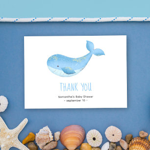 Watercolor walvis - dank je baby shower bedankkaart
