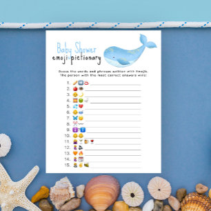 Watercolor walvis - Emoji prenten spel baby shower