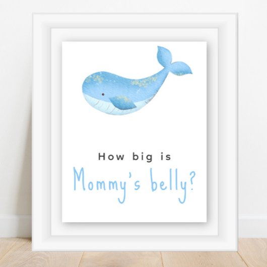 Watercolor walvis - Hoe groot is mama's buik Poster