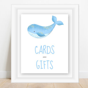 Watercolor walvis - kaarten en cadeaus poster
