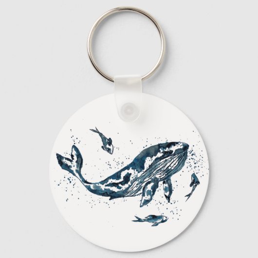 Watercolor Walvis Knop Sleutelhanger (Voorkant)