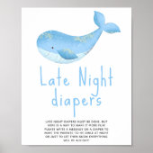 Watercolor walvis - Late Night luiers Poster (Voorkant)