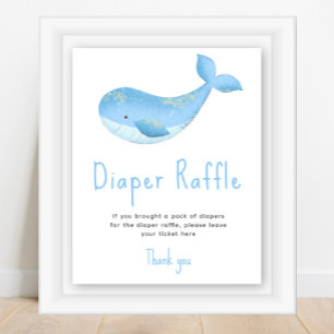 Watercolor walvis - Luierloterij spel Poster