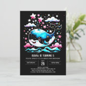 Watercolor Walvis Roze Verjaardag Bewerkbaar Kaart (Staand voorkant)