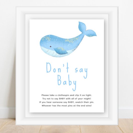 Watercolor walvis - zeg niet baby poster