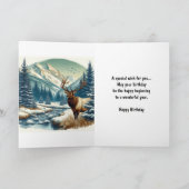 Watercolor Wapiti Hert Rocky Mountains Verjaardag Kaart (Binnen)