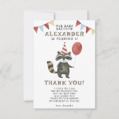 Watercolor Wasbeer 1e Verjaardag Bedankkaart (Voorkant)