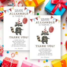 Watercolor Wasbeer 1e Verjaardag Bedankkaart