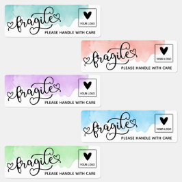 Watercolor Wash Cute Fragile Business Logo Labels
